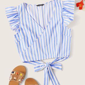 SHEIN Blue Tie Shirt